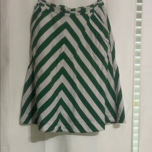 Anthropologie size 6 Striped Green and White A-Line Women's Skirt